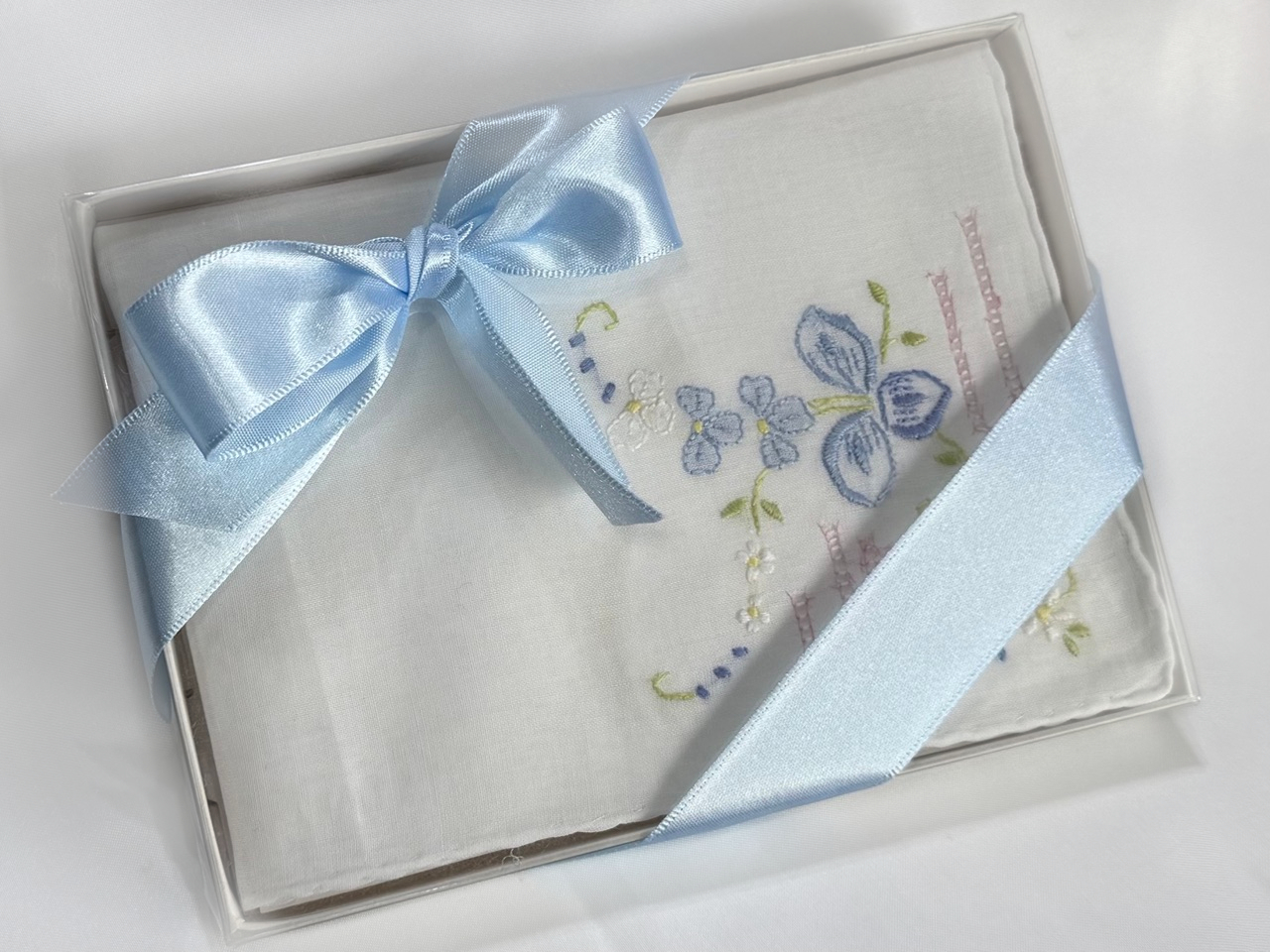 Blue Flower Embroidered Hanky